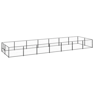 Afbeelding van vidaXL Hondenkennel 14 m² staal zwart