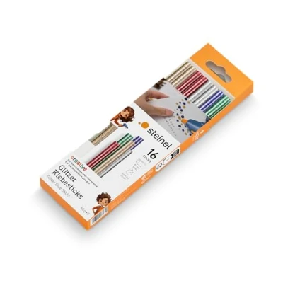 Afbeelding van Steinel Sticks 85C Glitter, 7 mm veelkleurige hotmelt lijmsticks, 16 pack lijmpatronen, voor GlueMatic 1007 LT lijmpistool