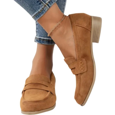 Afbeelding van Bovista Loafers Dames Met Hak Damesschoenen Instappers Kameel Maat 40