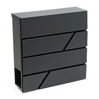 Afbeelding van Brievenbus in modern design V14 antraciet met krantenvak postbox mailbox krantenrol poedergecoat