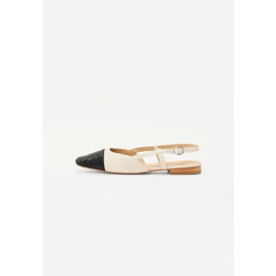 Afbeelding van Alma en Pena Slingback ballerina ́s, Dames, Maat: 41, White/black Leer textiel