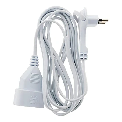 Afbeelding van Verlengkabel zonder aarding met extra platte stekker, 2 x 0,75, wit, 3 m Zenitech
