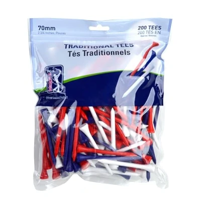 Afbeelding van PGA Tour Uniseks golftees voor volwassenen, van hout, 7 cm, 200 stuks, rood/wit/blauw, meerkleurig, eenheidsmaat
