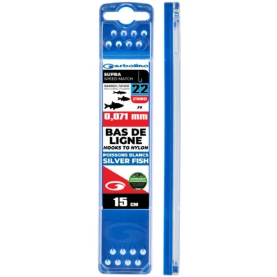 Afbeelding van Garbolino Hooks to Nylon Competition Ultra Speed Match 15cm (8 pcs) Maat : Haak 18 (2210BZ) 0.085mm Super Soft