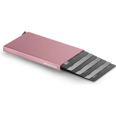 Afbeelding van Walletstreet Uitschuifbare Pasjeshouder DS Type Aluminium Creditcardhouder Card Protector Anti Skim/ RFID 8 Pasjes Roze