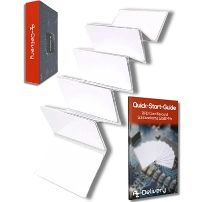 Afbeelding van AZDelivery 10 x RFID Keycard Card 13,56MHz MF S50 (13,56 MHz) compatibel met Arduino inclusief E Book!