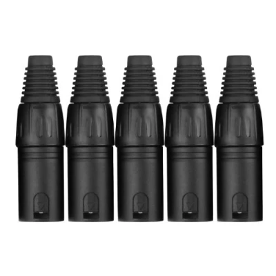 Afbeelding van Pronomic Stekkerset XLR Male 5 stuks (voor kabelmontage, montage, hoogwaardige spantang trekontlasting, stabiele gegoten behuizing) zwart