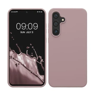 Afbeelding van kwmobile telefoonhoesje geschikt voor Samsung Galaxy S24 FE Hoesje met siliconen coating Smartphone case in licht oudroze