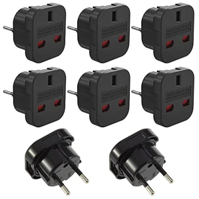 Afbeelding van 8 stuks UK adapter naar EU, op DE, Engeland Duitsland stekker, to EU adapter, reisadapter 3 polig 2 stopcontact