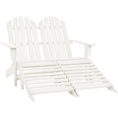Afbeelding van Tuinstoel 2 Zits Adirondack Met Voetenbank Vurenhout Groen 1 / Wit