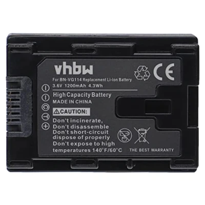 Afbeelding van vhbw 1x accu vervangt JVC BN VG114, VG114E, VG114AC voor camcorder (1200mAh, 3,6V, Li Ion) met infochip