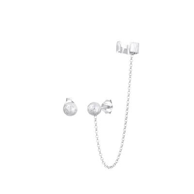 Afbeelding van Elli STUD Chain Earcuff Oorbellen silvercoloured, Dames, Maat: One Size, Silver coloured