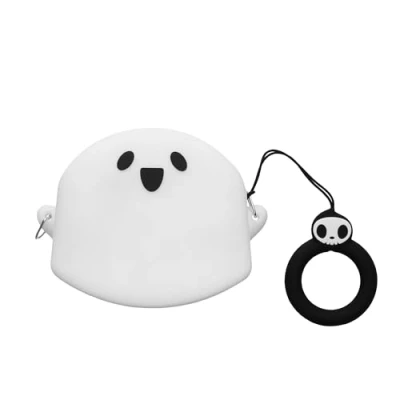 Afbeelding van kwmobile Hoes geschikt voor Xiaomi Redmi Buds 5 Siliconen cover oordopjes in wit / zwart Spookje design