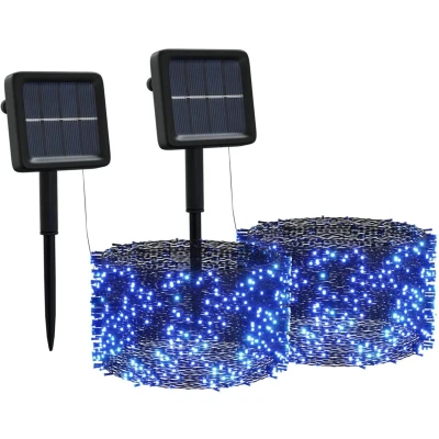 Afbeelding van vidaXL Lichtsnoeren 2 st met 2x200 LED&#039;s solar binnen/buiten blauw