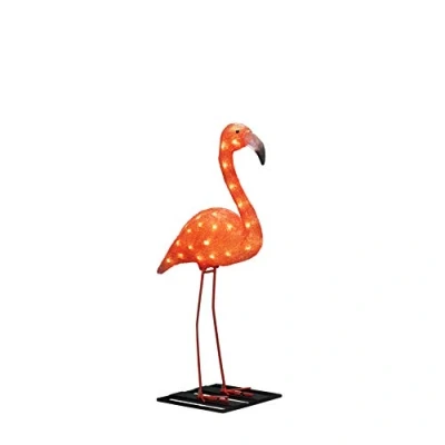 Afbeelding van Konstsmide LED acryl flamingo, klein, 48 amberkleurige diodes, 24V buitentransformator, witte kabel 6272 803, 65 cm