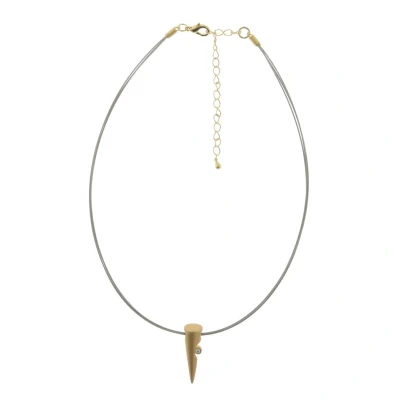 Afbeelding van Behave ketting zilver en goud kleur minimalistische dames punt hanger 40 cm