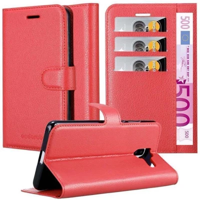 Afbeelding van Cadorabo Hoesje geschikt voor Samsung Galaxy J6 PLUS in KARMIJN ROOD Beschermhoes met magnetische sluiting, standfunctie en kaartvakje Book Case Cover Etui