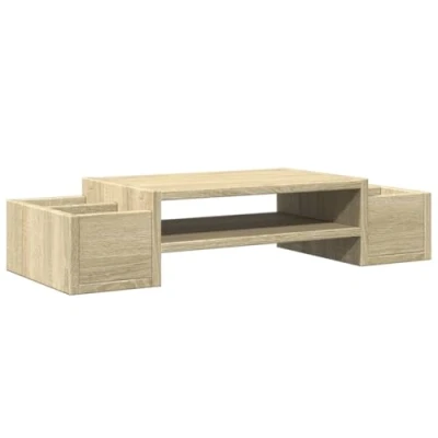 Afbeelding van vidaXL Monitorstandaard met opbergruimte 70x27x15 cm hout sonoma eiken