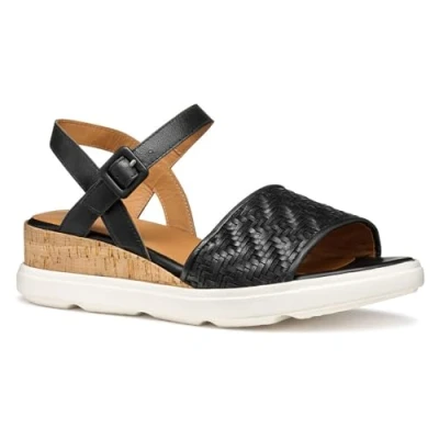 Afbeelding van Geox PISA Sandalen met plateauzool, Dames, Maat: 39.5, Black Leer