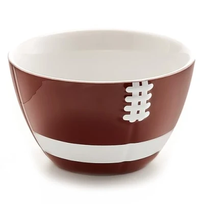 Afbeelding van 40YARDS American Football mueslischaal/schaal/snackschaal van keramiek (900 ml) in de vorm een halve voetbal met verhevende, voelbare naad