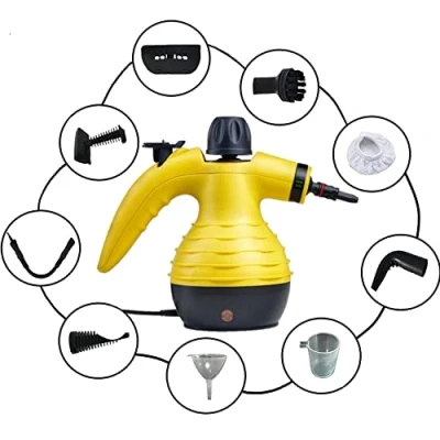 Afbeelding van Draagbare stoomreiniger, krachtig en multifunctioneel, voor het verwijderen van vlekken op autobekleding, huis, keuken, tapijt, glas, bank, stoomreiniger met 9 accessoires