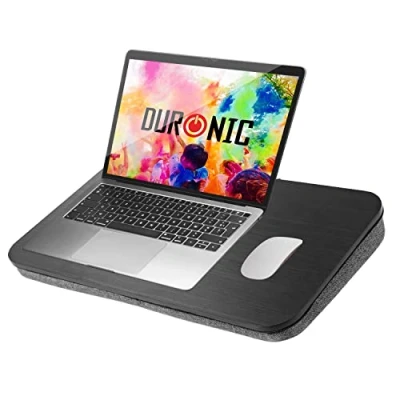 Afbeelding van Duronic DML412 Laptop Standaard met Schootkussen Groot Platform Draagbaar Ontwerp Ergonomisch Schootbureau voor Thuis of Kantoor Gebruik uw op Schoot, in Bed, het OV de Auto