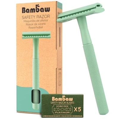 Afbeelding van Metalen Veiligheidsscheermes Mint Groen Nat Scheren voor Mannen &amp; Vrouwen Geschikt Alle Double Edge Mesjes Safety Razor Scheermes Bambaw