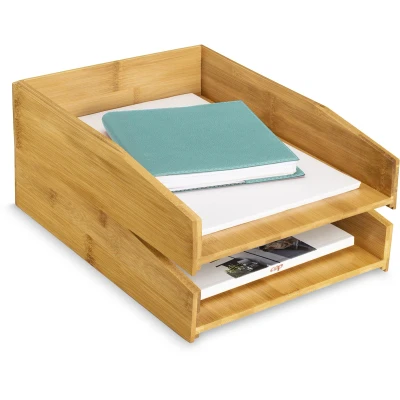 Afbeelding van CEP brievenbakje uit bamboe ft A4, set van 2 stuks