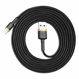 Afbeelding van Baseus Cafule stevig geweven Lightning kabel 2m Zwart/Goud