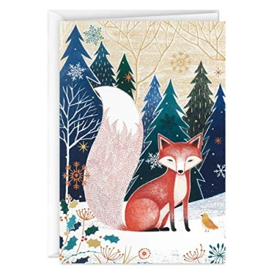 Afbeelding van Hallmark UNICEF Kerstkaarten in doos, Folk Art Fox (12 kaarten en 13 enveloppen)