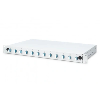 Afbeelding van DIGITUS glasvezel lasdoos 12 koppelingen LC OS2 1U 19 inch Single Mode duplex met rack montage