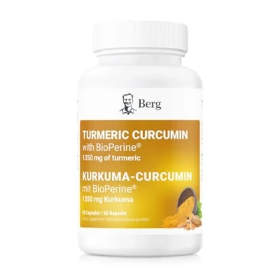 Afbeelding van Berg Turmeric Curcumin with BioPerine 1350mg Curcuma Japonica Root Powder &amp; Extract 10mg Herbal Formula 60 Capsules