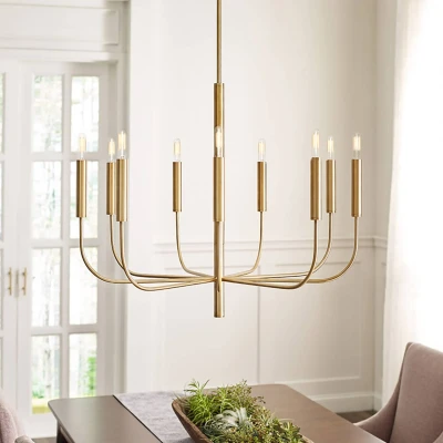 Afbeelding van Feiss LED Kroonluchter 9X E14 Max 60W Dimbaar Burnished Brass