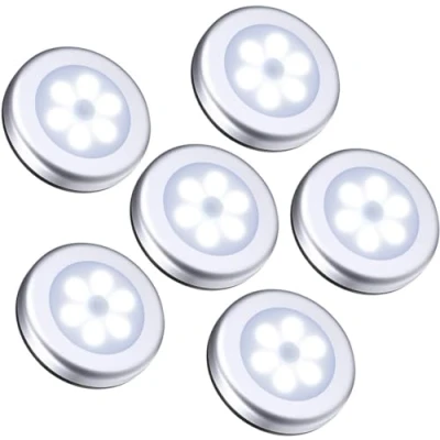 Afbeelding van ORIA Nachtlampje met Bewegingsmelder, 6 Stuks LED Bewegingsmelder Licht Kastverlichting, Binnenverlichting Nachtkastverlichting, Auto AAN/UIT Lichtsensor Verlichting, Voor Gangen, Trappen Wit