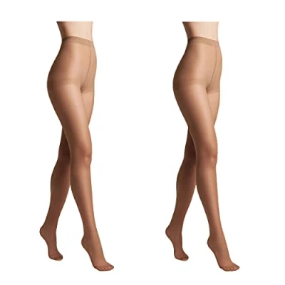 Afbeelding van Conte elegant 2 pack duurzame semi matte damespanty dunne met gemarkeerde slip glad SOLO 20 kleur bruin maat 7 natuurlijke