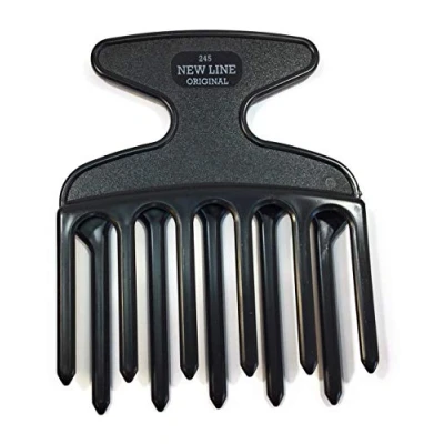 Afbeelding van Hercules Sägemann 245 professionele vingerstyler Afro Pick zwart 11 tanden 5/6 in offset 4 inch grof krultang New Line Original