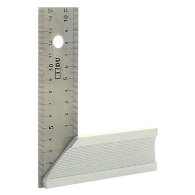 Afbeelding van hedue® Schrijnwerkerhaak met 45 aanslag Winkelhaak, zware aluminium hoek voor timmerwerk en slotenmakerswerk, aanslaghoek 150 x 40 1 mm