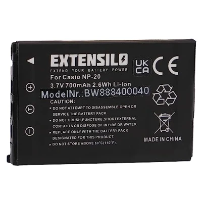 Afbeelding van EXTENSILO Accu compatibel met Casio Exilim EX S880, Z11, Z12, Z3, Z4, Z5 camera, digitale reflex (700 mAh, 3,7 V, Li Ion)
