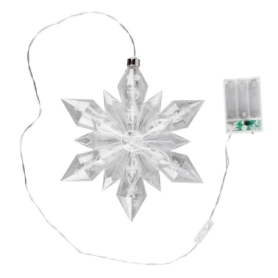 Afbeelding van Ideen mit Herz LED ijskristal ster 23 x 20 cm 25 lampjes warm wit indoor transparant, helder met timerfunctie (6 uur aan 18 uit) raamdecoratie voor Kerstmis