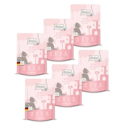 Afbeelding van MjAMjAM Premium natvoer voor katten Quetschie Kitten sappige kip met zalmolie, pak van 6 (6 x 300 g), graanvrij extra vlees