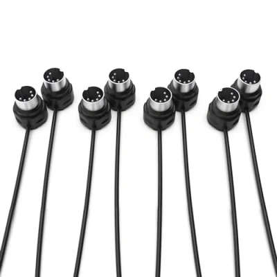 Afbeelding van CME MIDI kabel, set van 4 stuks, 3 ft/90 cm, 5 pins DIN, laag profiel, gespiegelde 45 graden schuine ultradunne stekker voor compacte ruimtes, ideaal interface, pedaalbord, toetsenbord