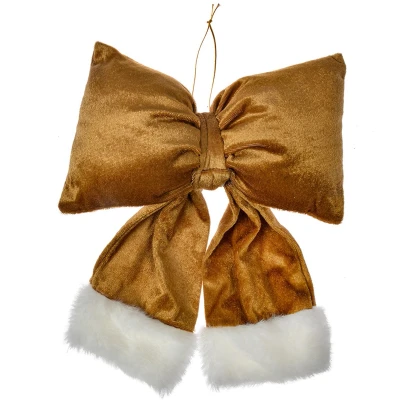 Afbeelding van Clayre &amp; Eef Kersthanger Strik 22x5x26 cm Goudkleurig Synthetisch
