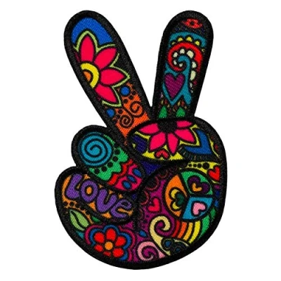 Afbeelding van Mono Quick 1002 x Hippie Peace Hand Happy strijkplaatjes, patch, applicatie kleurrijk handen (10029 Peace)
