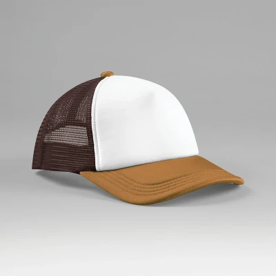 Afbeelding van Beechfield Multicolour 5 panel trucker pet B639 Chocolate / Dark amber