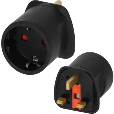 Afbeelding van Brennenstuhl reisstekker/reisadapter (reisstekkeradapter voor het aansluiten van elektrische apparaten met aardingscontactstekker in landen British Standard stekkersysteem) zwart