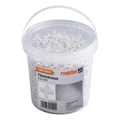 Afbeelding van Meister Tegelkruis, 2,0 mm, praktische set met 1800 stuks, van robuust polypropyleen, wit, tegelaccessoires, tegelhulp, voegenkruis, 4427000