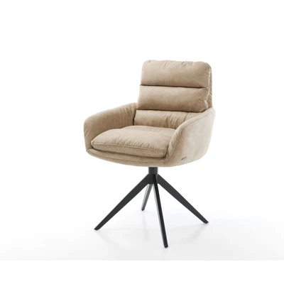 Afbeelding van Draaistoel Abelia Flex met armleuning kruisframe breed zwart beige vintage360