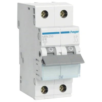 Afbeelding van Hager MBN216 Zekeringautomaat 2 polig 16 A 400 V