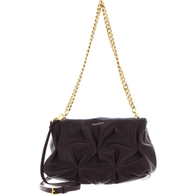 Afbeelding van COCCINELLE Leren Schoudertas Ophelie Goodie Handbag Darkbrown Donkerbruin