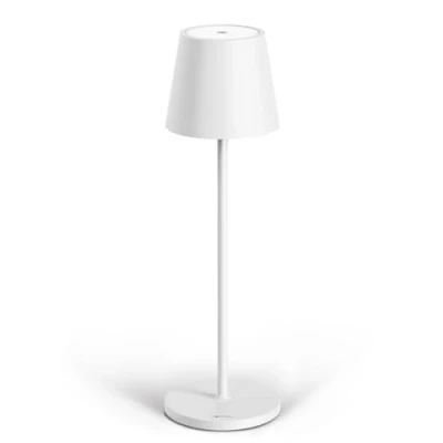Afbeelding van Stilosa Classica 3 dimbare led tafellamp op batterijen IP54 voor binnen en buiten oplaadbaar warme lichtkleur designer met USB C poort mat wit